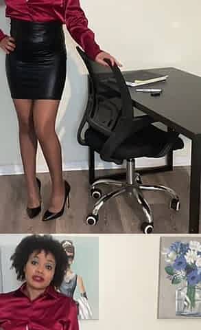 Ebony Secretary JOI: Satin Blouse, Pantyhose, Panty Fetish-monica Jade