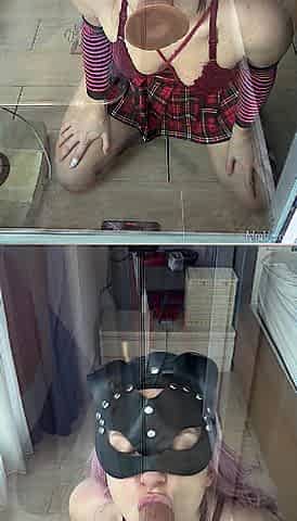 Nasty Gal Next Door Sucks and Cums on Balcony Sex-toy