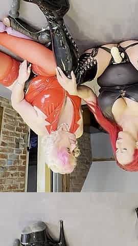 Busty MILF Lesbians in Latex Strap-on Fetish Play