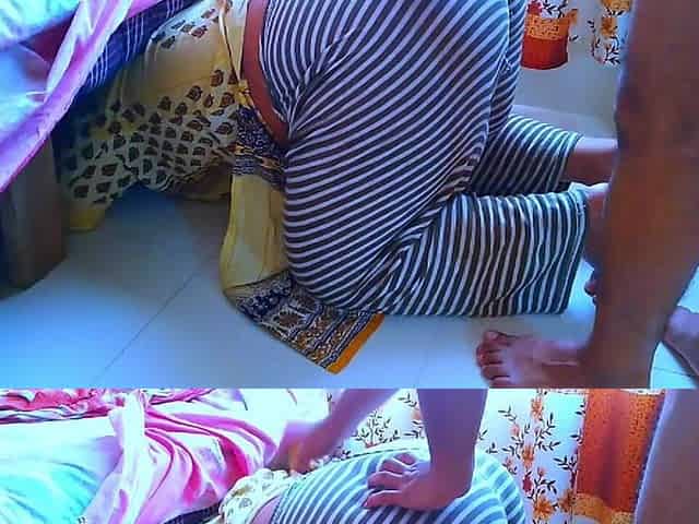 Indian Muslim Bhabhi Gets Stuck Under the Bed While Cleaning the House