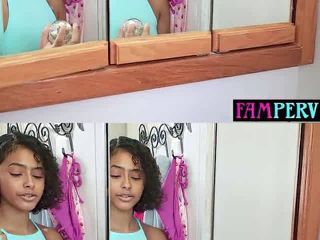 Careful stepbrother pleasuring his black teen stepsis Dani Diaz darksome cunt