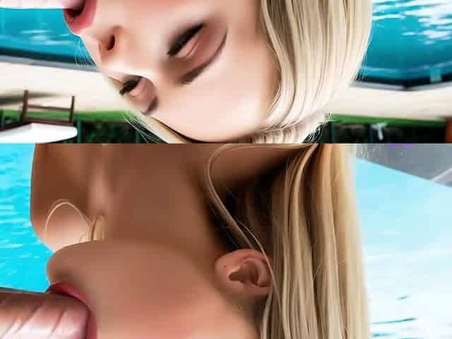Sexy beach babe gets lost in sun and steamy sex play (AI)