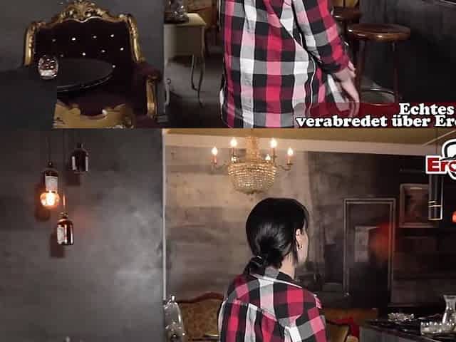 German whore does tugjob with a strange chap