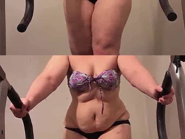 A curvy mother I'd like to fuck walks along the treadmill, shaking her luscious buns.