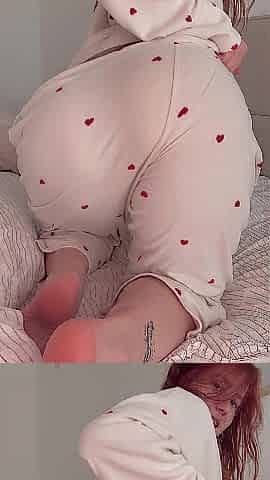 Redhead craves penis so hard so that babe banged a giant vibrator