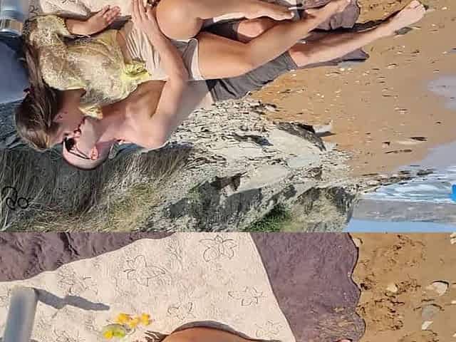 Wow, the fuck-a-thon on the beach is freaking amazing! That dirty damsel undoubtedly knows how to get down and dirty! Let's get
