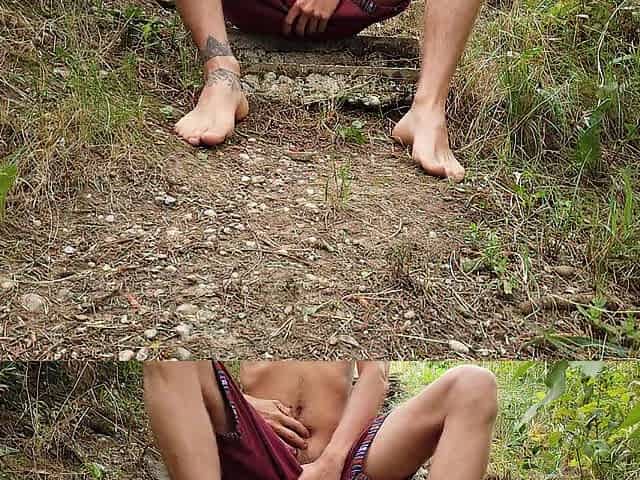 I Hope Nobody Saw Me Wanking My Very Hard Jock To A Huge Jizz flow On The Pathway