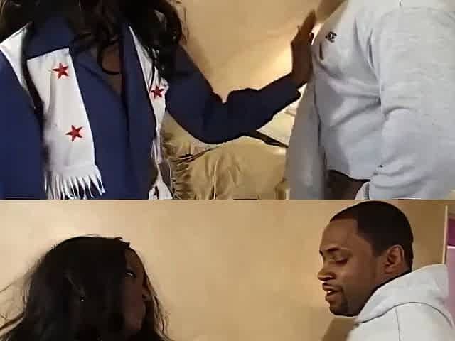 Threesome Cheerleader Pussy Fucking Big Black Cock Sucking...cum In Mouth With Byron Long