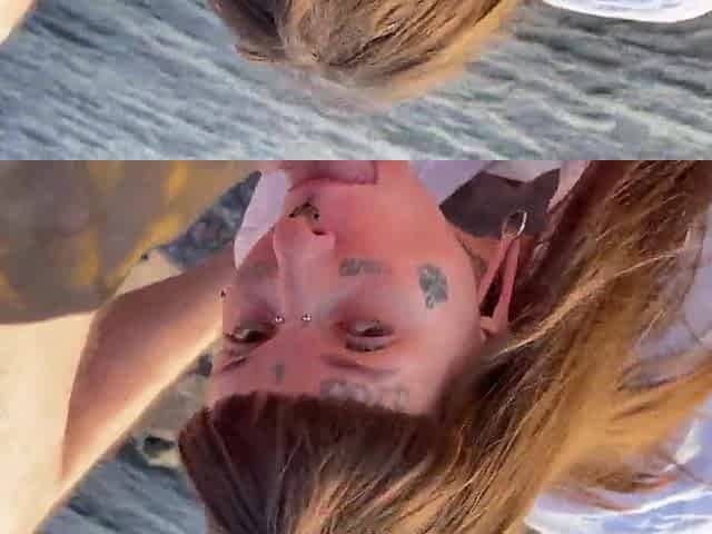 I suck on the beach and get cum in my throat (Part 1)