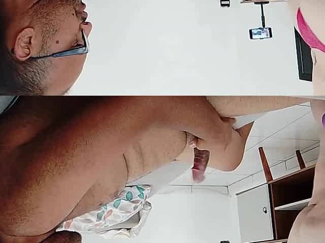 She Drooled Over the Whole Boy's Cock Leaving Him Ready to Enter Her Sexy Ass All Marked with Lingerie.
