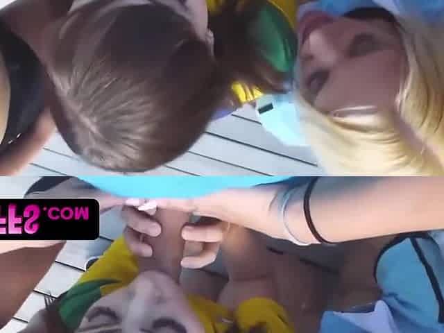 Perfect Big Assed Football Girls In Tight Shorts Take Huge Cock By The Pool After Workout