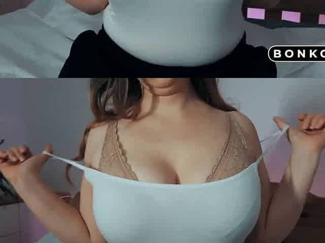 Mature BBW with big breasts jumps on my cock in lingerie.