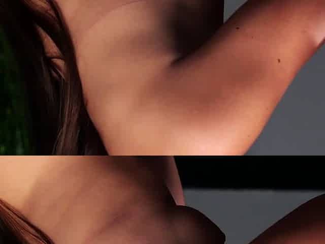 Small titted brunette teen fingering on the bed