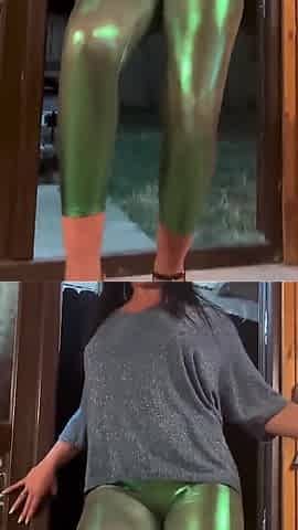 Shiny Leggings Cameltoe Dance Tease