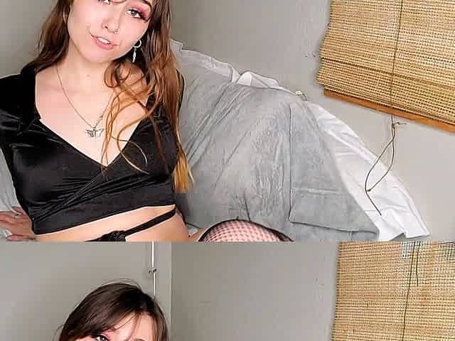 Brunette with foot fetish rubs big dick with her feet in POV