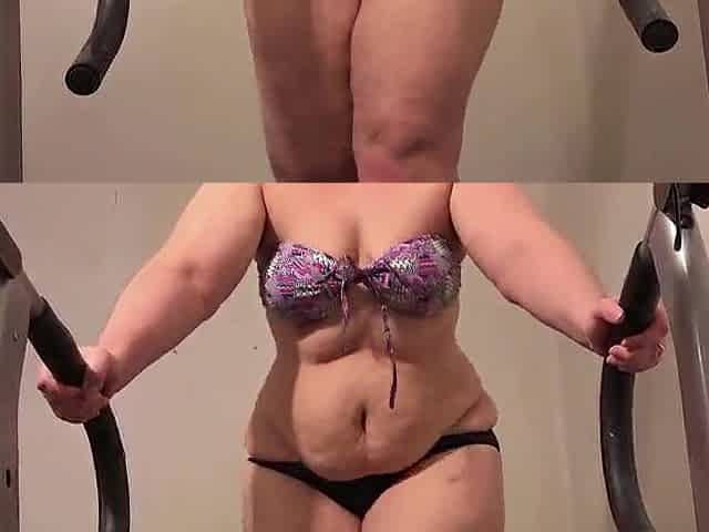 A curvy mother I'd like to fuck walks along the treadmill, shaking her luscious buns.