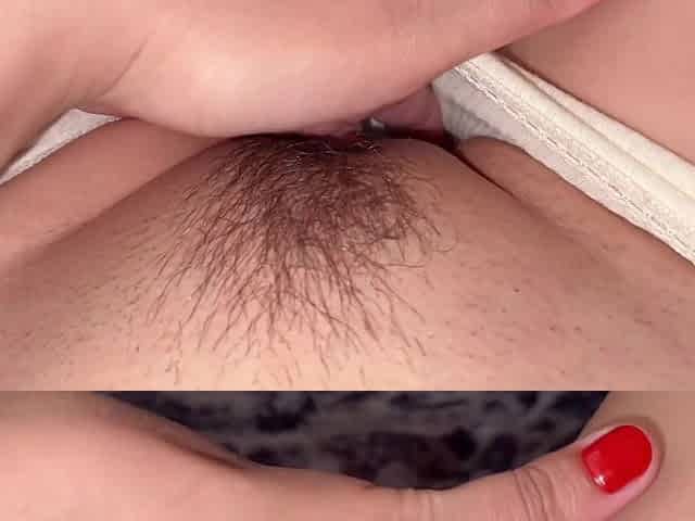Amateur teen loves to play with her trimmed pussy late at night