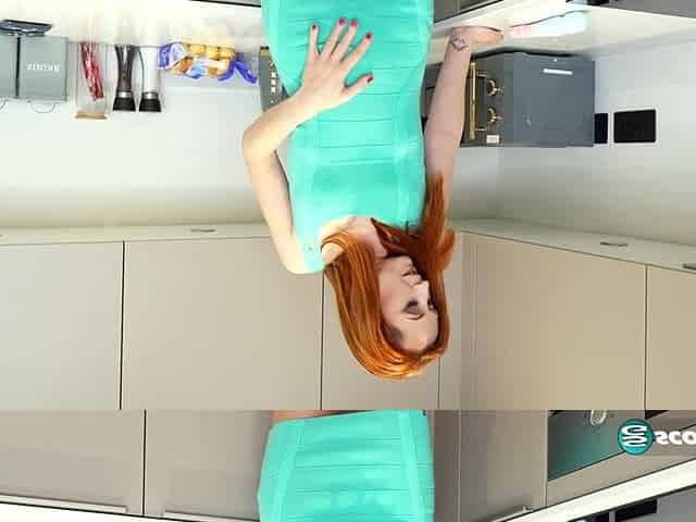 40-year-old redhead Lily Kink gets hawt in the kitchen