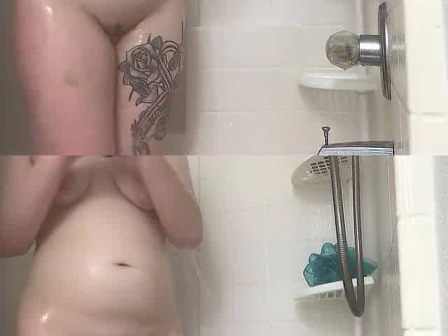 Fat piggy taking a shower