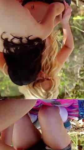 Outdoor picnic for two hot babes