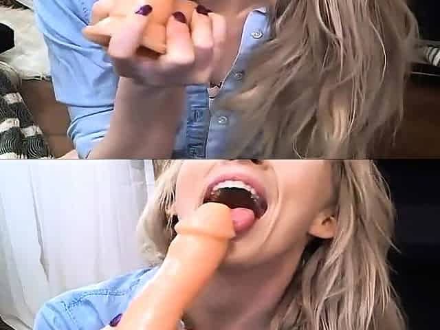 Blonde Girl Rides Dildo on Webcam