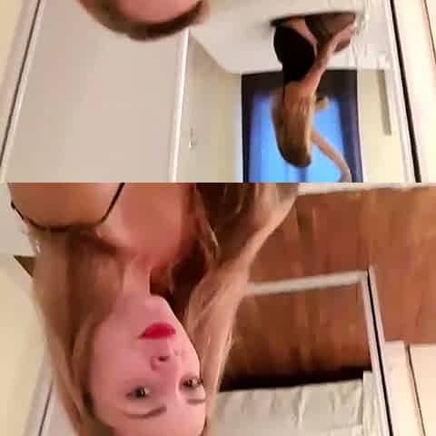 Solo stockings babe masturbates with dildo