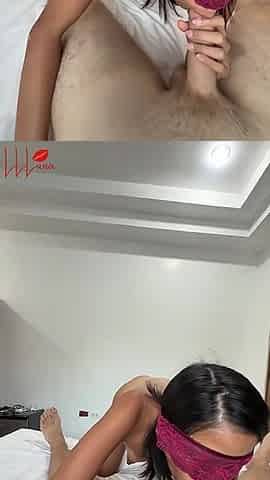 Raw POV Blowjob & Cowgirl Riding with Hot Asian Girl Luna - Sexy Thong Views & Dry Fucking Until She Finally Gets to Ride Cock