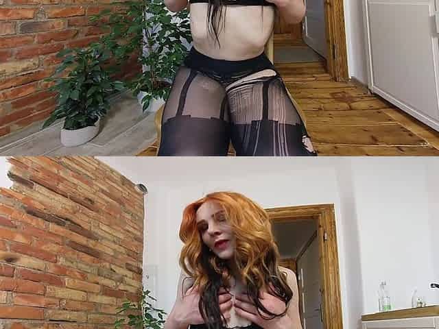 Lea redhead with stockings fingering herself 3d vr