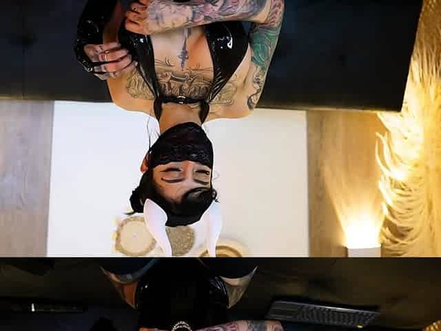 Latex slut solo anal masturbation
