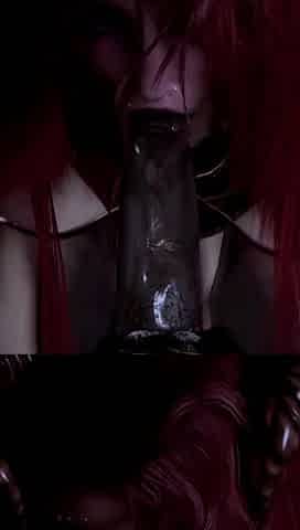 BBC. Halloween Red-haired Succubus Girl Swallows and Greedily Sucks Ricky Johnson's Big Black Cock
