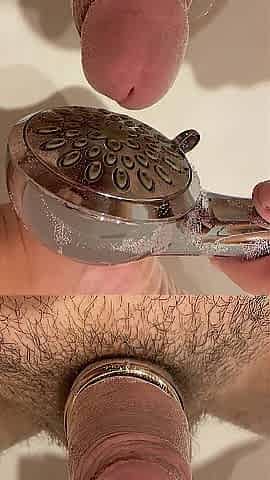 Playing with the shower ending in large climax