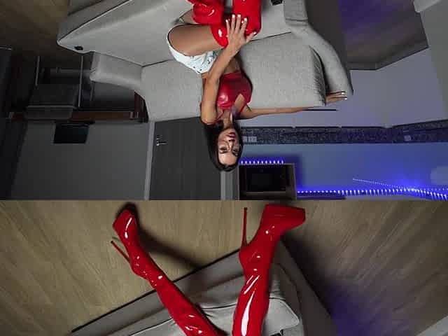 tall hawt super molly 777 in red patent leather boots