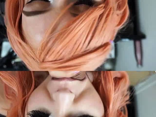 Peach hair POV blowjob, fucking and facial