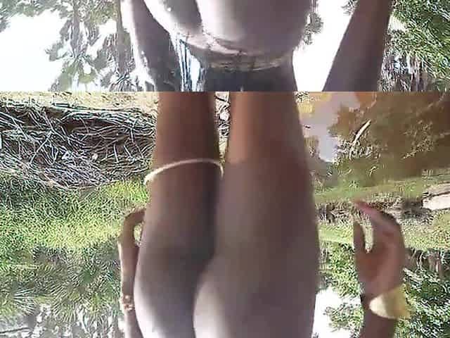 Darksome skin Afro hotty with a goodess like body riding my cock in a river