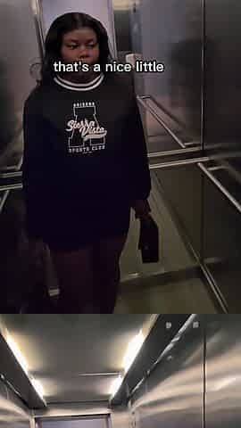 Shy Girl Gets Convinced in Elevator to Swallow a Stranger's Cum