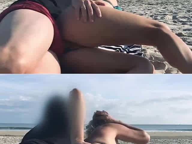 Breasty mother i'd like to fuck gets anal creampie on crowded beach