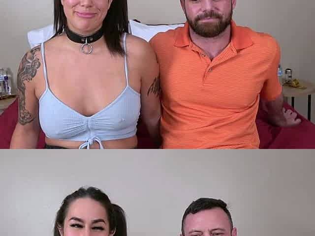 Pink labia close up of naive brunette