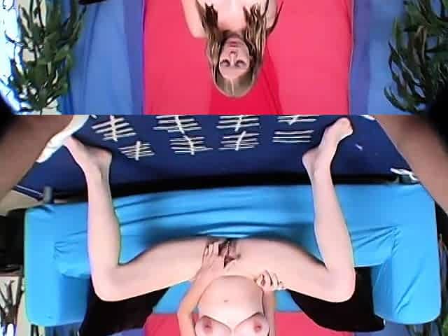 Small tit brunette amateur tugs on a big willie