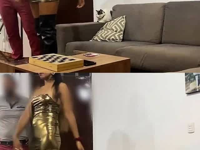 Latina Amateur Blowjob and Facial After a Game of Darts