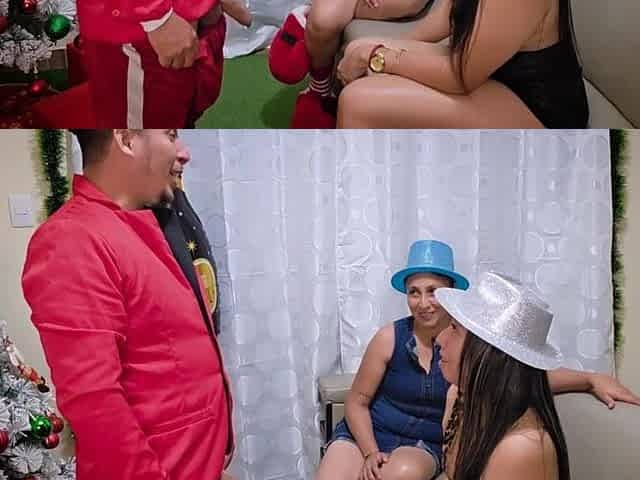 Trio - Stepfather bangs his large-bootied stepdaughter and his gorgeous wife on Fresh Year's