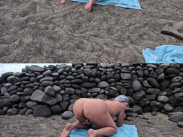 Outdoor Doggy Style Masturbation on the Beach