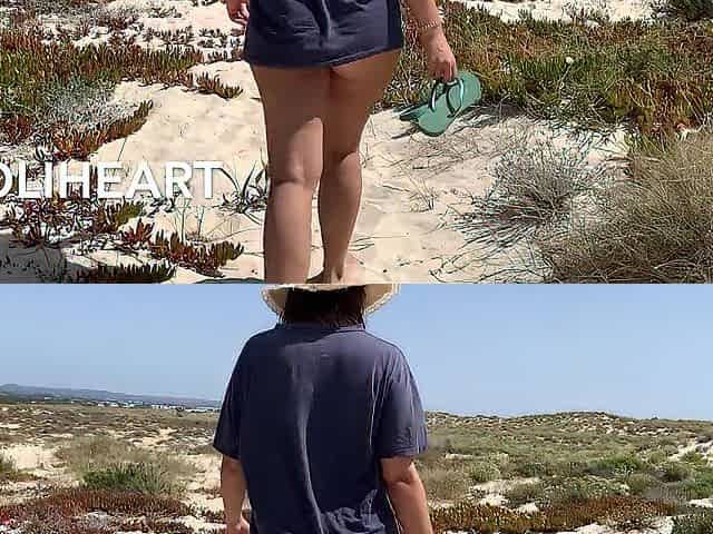 IN NATURE'S GARB OUTDOORS - nudist gal hiking in nature's garb in public