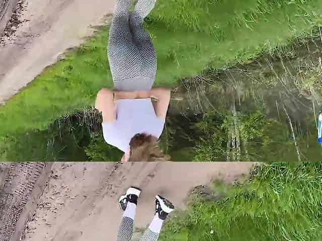 Beautiful Bitch In Tight Leggings On A Run, Shows Wet Big Tits And Ass. Casua