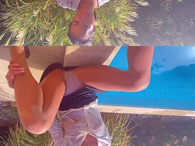 Sexy beautiful ass brunette babe outdoor solo