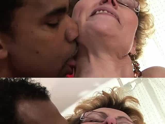 Mature in stockings love a black pecker