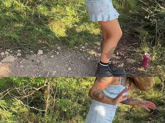 Home Wrecker Takes a Walk in the Woods and Gets Hard Fuck with Huge Cumshot on Tits