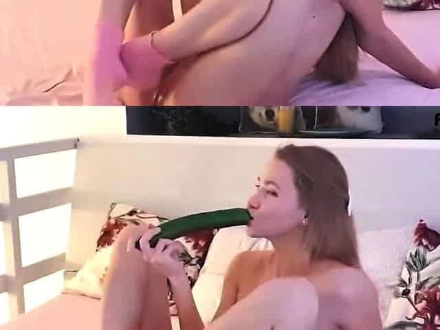 Hot teen plays hide the cucumber