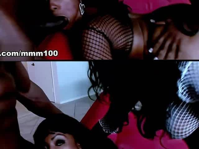 Ebony threesome with 2 very hot sluts - MMM100