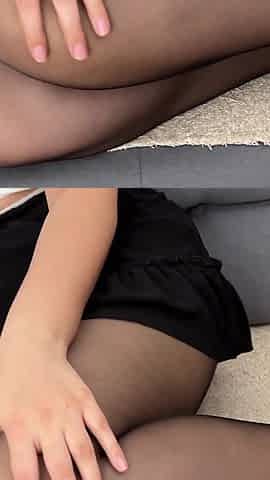 Horny Student Krista Shyann Rips Open Her Pantyhose During Studying to Get off