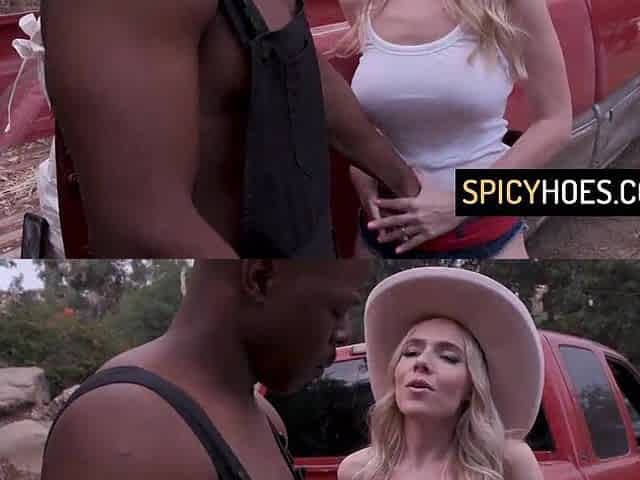 Breasty Golden-haired Chick Getting DPed By 2 Ebony Dudes - Rebel Rhyder